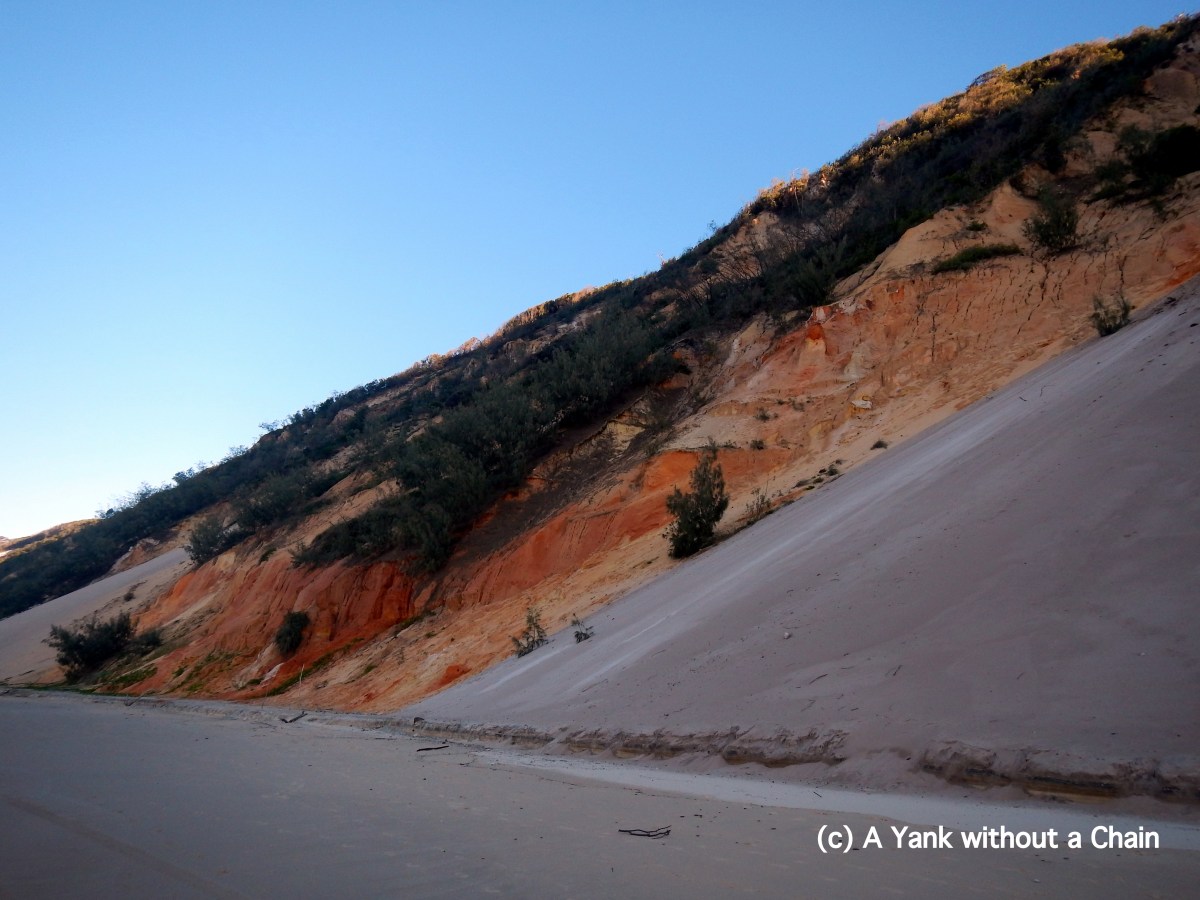 The colored cliffs at Rainbow Beach
